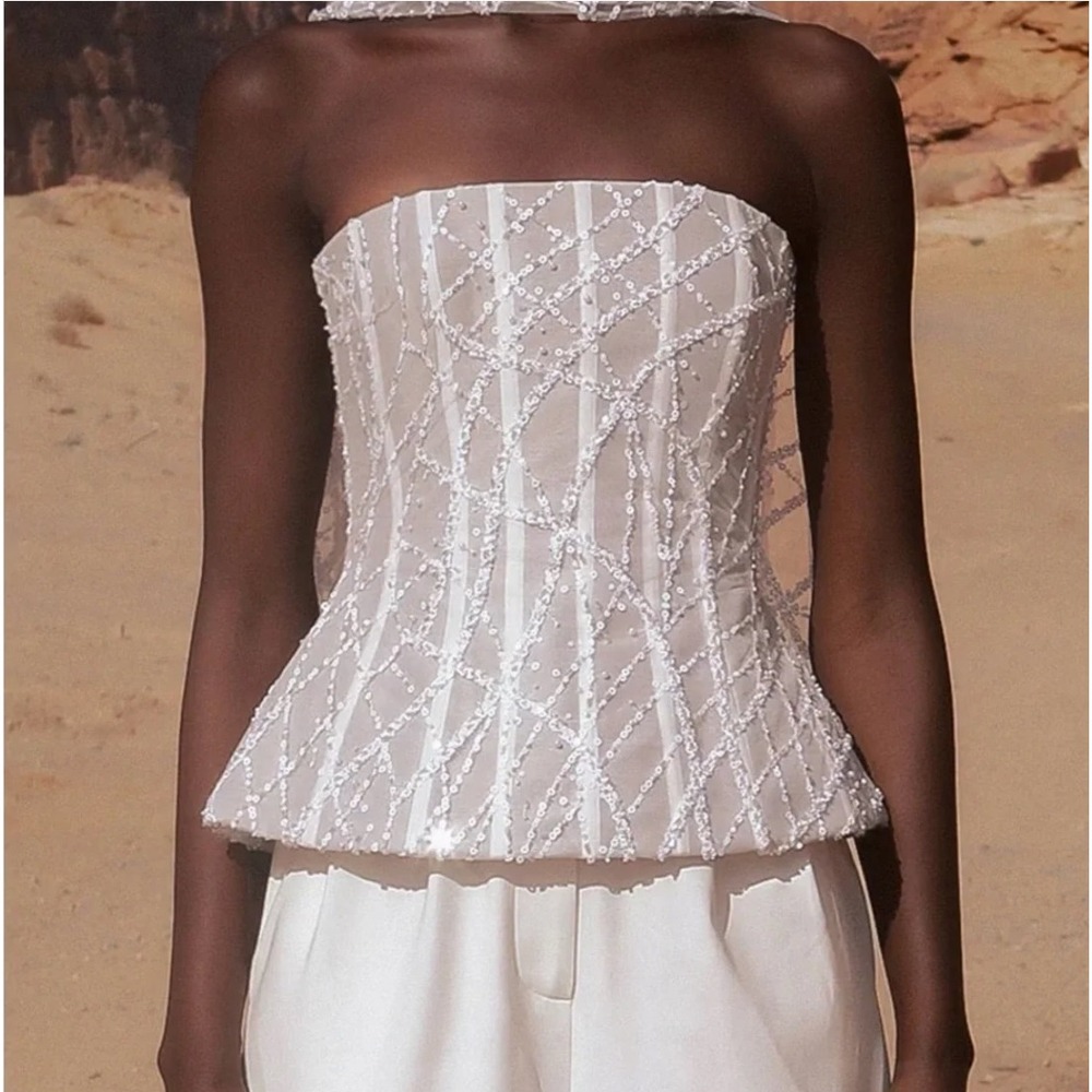 ELIYA THE LABEL White Strapless Corset Bridal Top Bustier